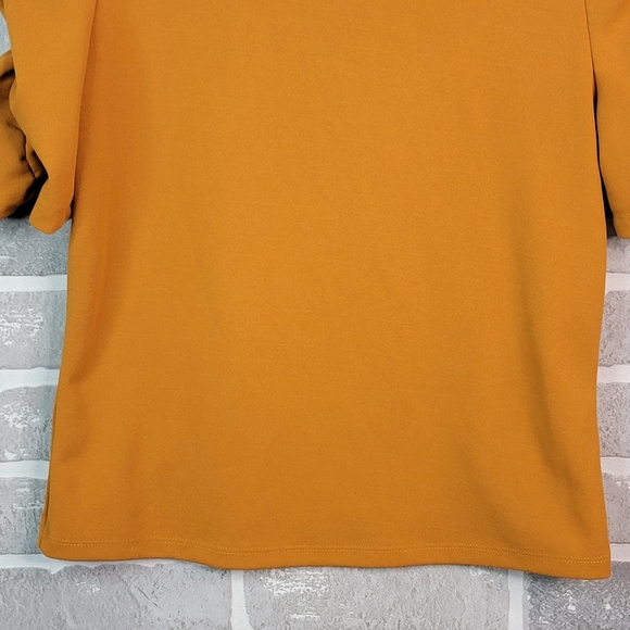 Haute Monde Burnt Orange Boho Sinched Ruffled Sleeve High Fashion Blouse Top M - Picture 10 of 16